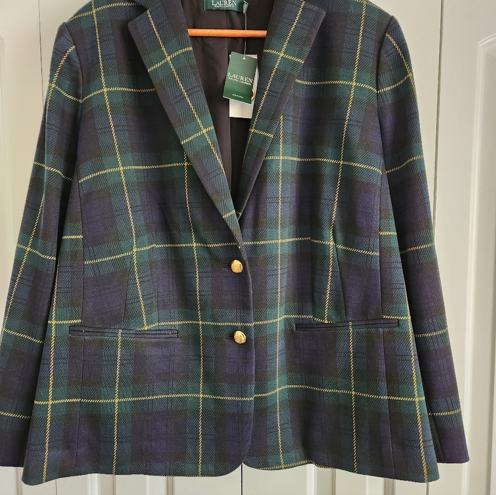 Ralph Lauren Women's Tartan Blazer - Green and Navy